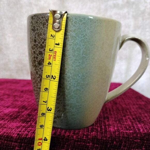 Set of 2 Sango Nouveau Teal 3746 Sand Colored Mugs - Picture 5 of 6